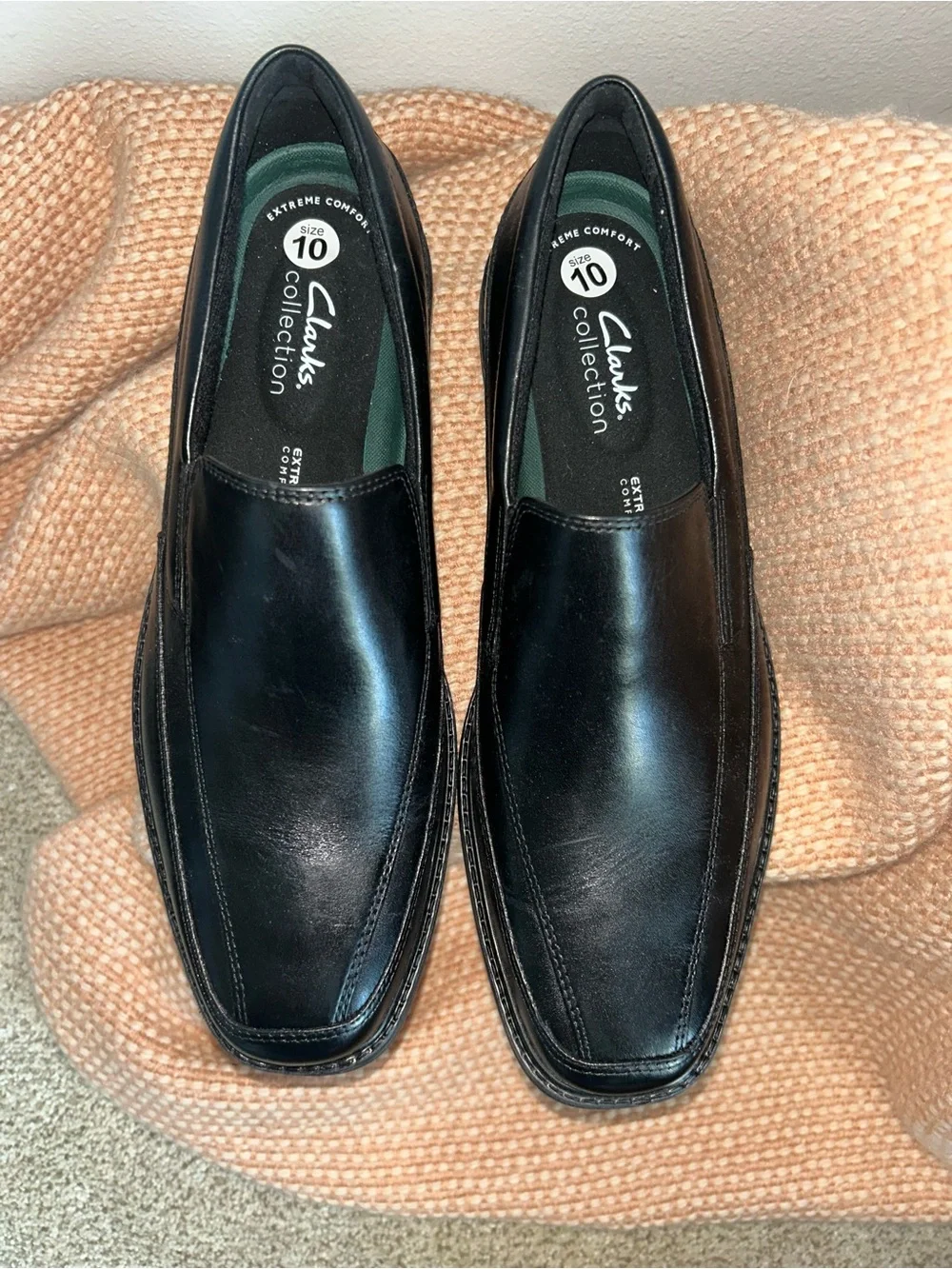 NEW Clarks Men's Cosgrove Free Black Leather Slip Ons Sz 10